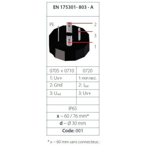 Transmetteur de pression 4...20 mA (2 fils), mesure jusque 600 bar, G1/4 mâle DIN 3852-A, acier inox, spécifications 1/2